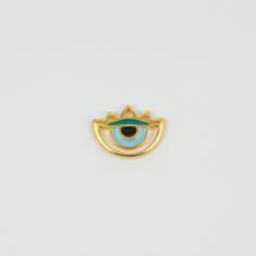Μάτι Χρυσό Σμάλτο Γαλάζιο 2x1.5cm