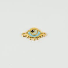 Μάτι Χρυσό Σμάλτο Τυρκουάζ 2x1.1cm