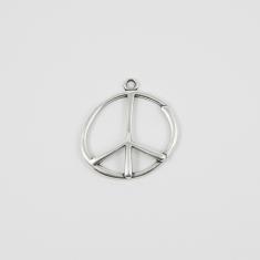 Metal Peace Sign Silver 4.3x4cm