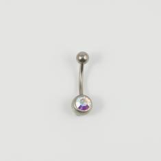 Σκουλαρίκι Τιτάνιο Κρύσταλο Ιριζέ 2.3cm