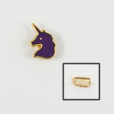 Unicorn Gold Enamel Purple 1.7x1.3cm