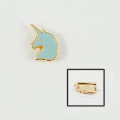 Unicorn Gold Enamel Light Blue 1.7x1.3cm
