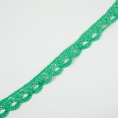 Knitted Braid Green Flowers 3cm