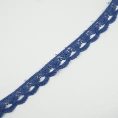 Knitted Braid Dark Blue Flowers 3cm