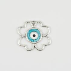 Λουλούδι-Μάτι Σμάλτο Γαλάζιο 3.6x3.1cm