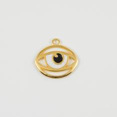 Eye Gold Color Enamel White 2.6x2.5cm