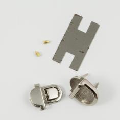 Κούμπωμα Τσάντας Ασημί 2.4x2cm