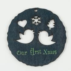 Ξύλινος Κύκλος "Our First Xmas" 7cm