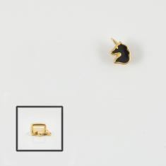 Unicorn Gold Enamel Black 10x8mm