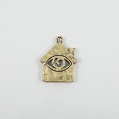 Μεταλλικό Σπίτι-Μάτι Μπρονζέ 3.5x2.8cm