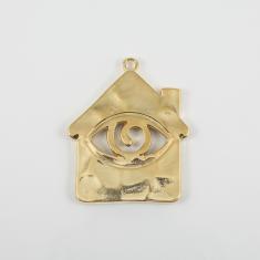 Μεταλλικό Σπίτι-Μάτι Χρυσό 6x5cm