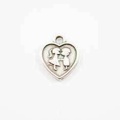 Metal Heart-Couple Silver 1.6x1.3cm