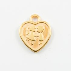 Μεταλλική Καρδιά-Ζευγάρι Χρυσή 1.6x1.3cm