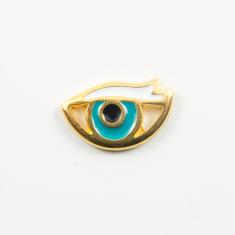 Eye Gold Enamel White-Turquoise 1.8x1.1