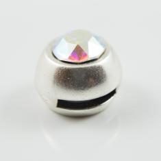 Ασημί Μοτιφ Κρύσταλλο Ιριζέ 14mm