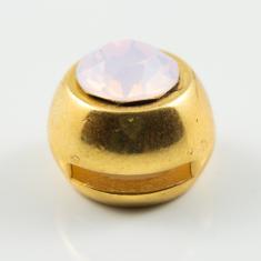 Χρυσό Μοτιφ Κρύσταλλο Ροζ Όπαλ 14mm
