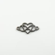 Άπειρο-Καρδιά Black Nickel 2.5x1.3cm