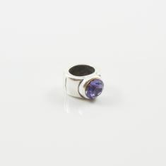 Ροδέλα Ασημί Κρύσταλλο Λιλά 1x0.8cm
