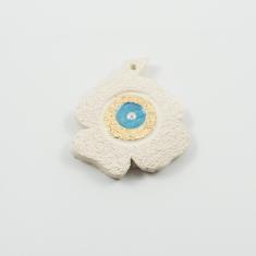 Τετράφυλλο-Μάτι Ιβουάρ-Γαλάζιο 6x5cm