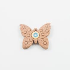Πεταλούδα-Μάτι Μπεζ-Γαλάζιο 4.5x4cm
