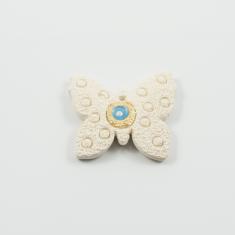 Πεταλούδα-Μάτι Ιβουάρ-Γαλάζιο 4.5x4cm