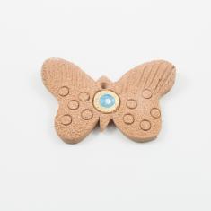 Πεταλούδα-Μάτι Μπεζ-Γαλάζιο 8x5cm