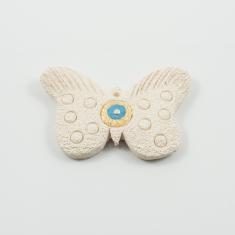 Πεταλούδα-Μάτι Ιβουάρ-Γαλάζιο 8x5cm