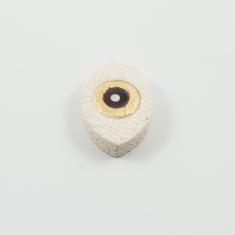 Κεραμικό Μάτι Ιβουάρ-Κόκκινο 3.7x2.4cm