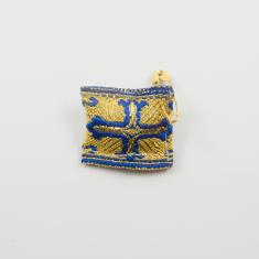 Φυλαχτό Σταυρός Χρυσό-Μπλε 2.7x2.3cm