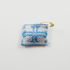 Φυλαχτό Σταυρός Ασημί-Τυρκουάζ 2.7x2.3cm