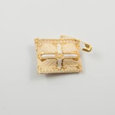 Φυλαχτό Σταυρός Χρυσό-Μπεζ 2.7x2.3cm