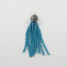 Φούντα Τυρκουάζ Χάντρες Στρας 7x1cm