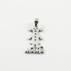 Steel Motif "MAMA" Girl Silver