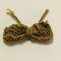 Knitted Bow Khaki (3x6cm)