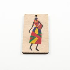 Wooden Plate Woman Colourful