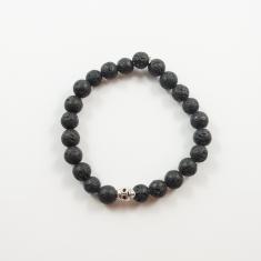 Bracelet Black Lava Skull Silver