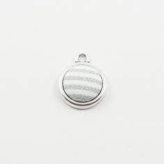 Μενταγιόν Ασημί Μοτίφ Ριγέ Γκρι