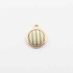 Μενταγιόν Ροζ Χρυσό Μοτίφ Ριγέ Λαδί