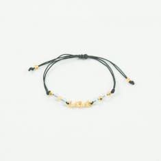 Bracelet "μαμά" Gold Beads White