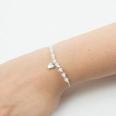 Bracelet White-Heart Silver
