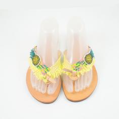 Leather Flip Flops "Pineapple"