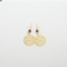 Earring Gold Crystal Red