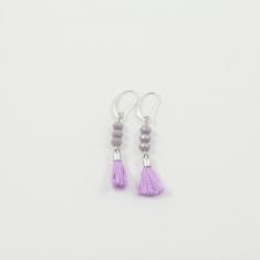 Earring Silver Beads Purple