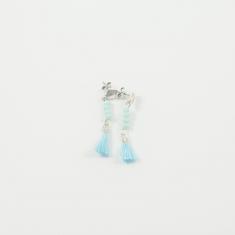 Σκουλαρίκι Ασημί Χάντρες Γαλάζιες