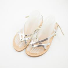 Leather Sandals "Χ" Silver