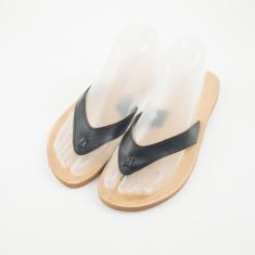 Leather Flip Flops  Black-Natural