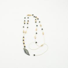 Necklace Rosary Metallic Tooth Black