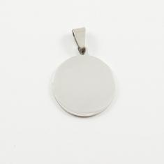 Ατάλινο Στρογγυλό Μοτίφ Ασημί 3.8x2.5cm