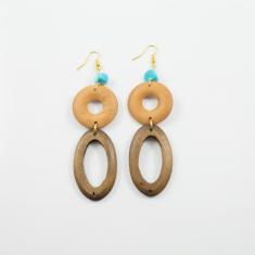 Wooden Earrings Beige-Brown