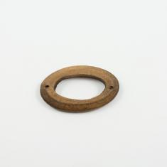 Wooden Motif Oval Brown 4.5x2.2cm